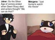 2022 character:gwen_stacy character:joker character:morgana creator:dillweeb game:p5r meme // 673x497 // 234KB